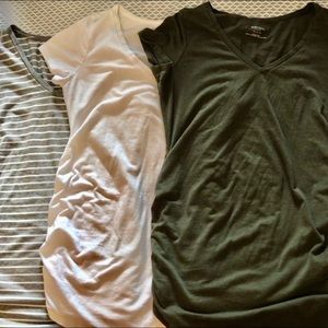 Three, v-neck, ruched maternity tees